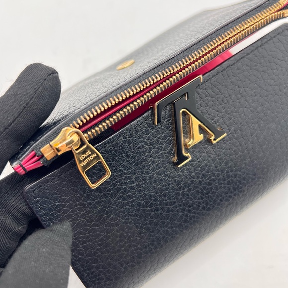 Authentic LOUIS VUITTON Portefeuille Capucines Compact Black Leather Wallet Pink - Picture 5 of 12